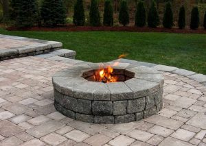 Circular fire pit and patio.