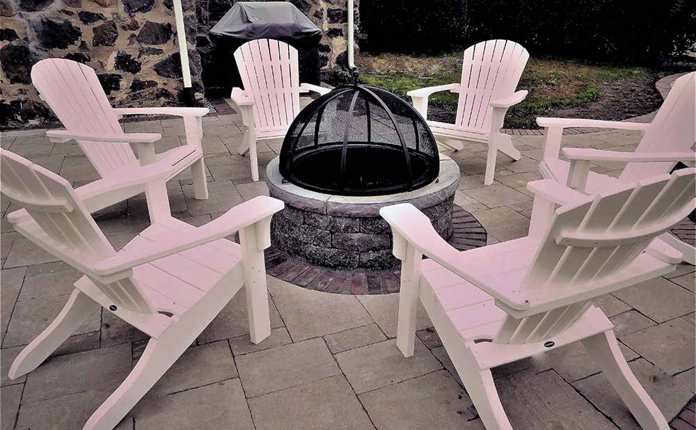 firepit and adirondack chairs