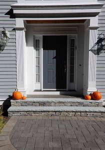 front walkway veneer stone steps with bluestone treads