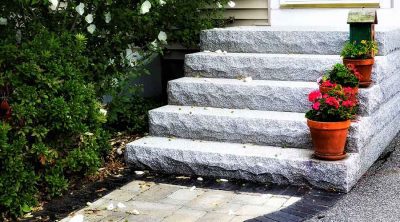 Granite steps outside back door.