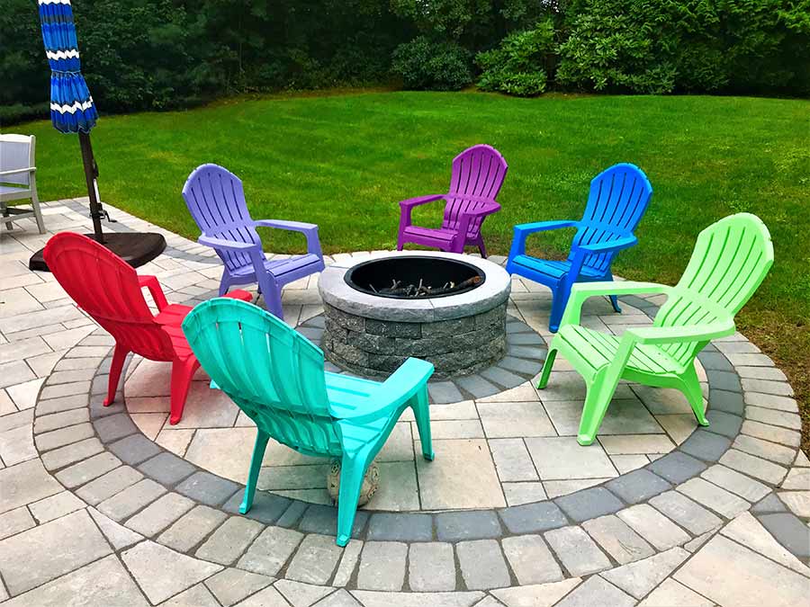 Fire pit and circular patio hardscape ideas.