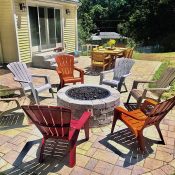 back yard paver patio and fire pit