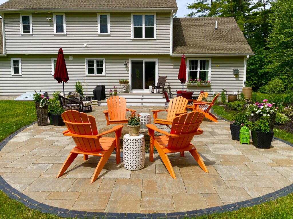 back yard solutions paver patio with natural stone fire pit for entertaining