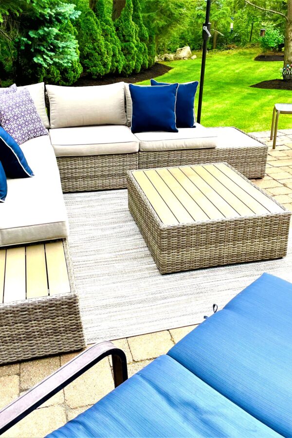 paver patio with furniture for outdoor relaxing and entertaining