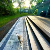 back walkway with black onyx border