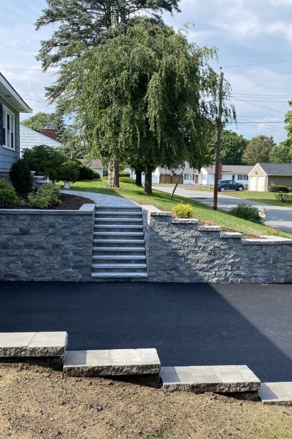 granite steps and retaining wall