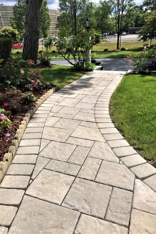 paver walkway with border and granite steps
