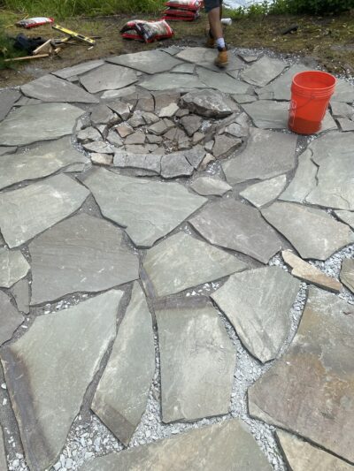 before picture of outdoor bluestone patio